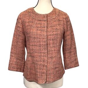 J Jill Tweed Blazer Quarter Sleeve Womens Size XSP Collarless Chunky Knit Jacket